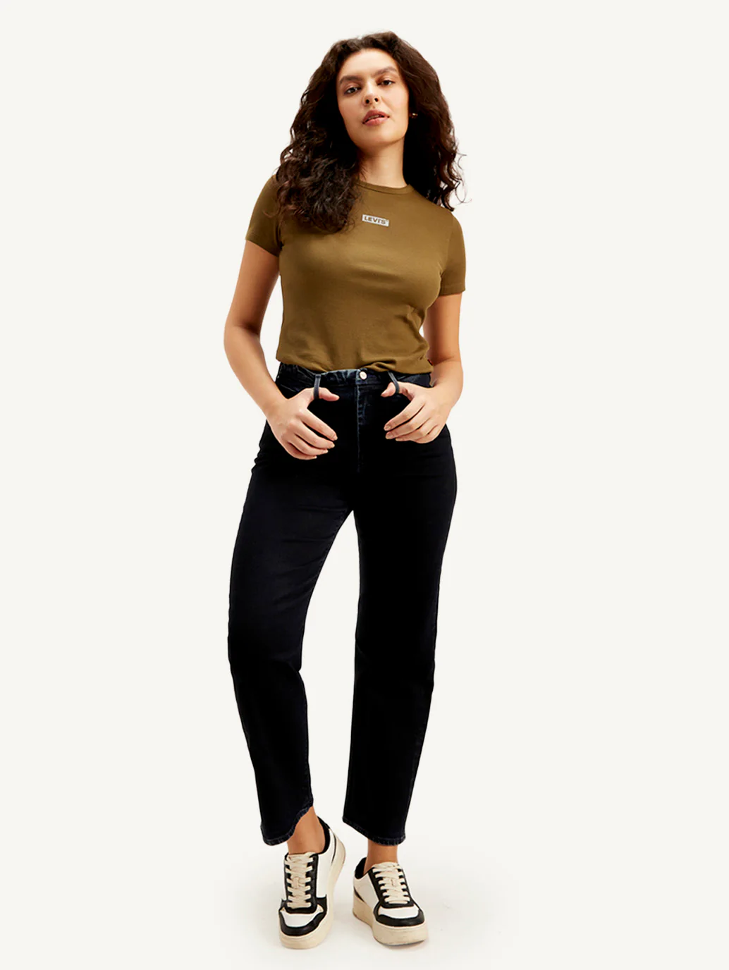 Women's Redloop Dark Indigo Ribcage Straight Fit High Rise Jeans