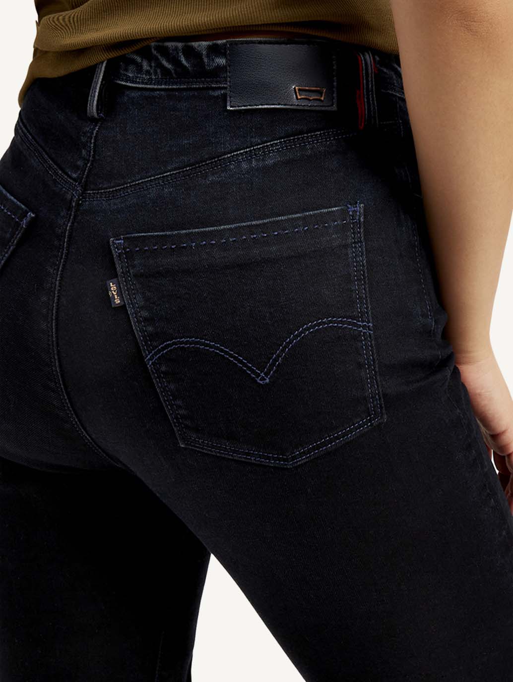 Women's Redloop Dark Indigo Ribcage Straight Fit High Rise Jeans - Image 4