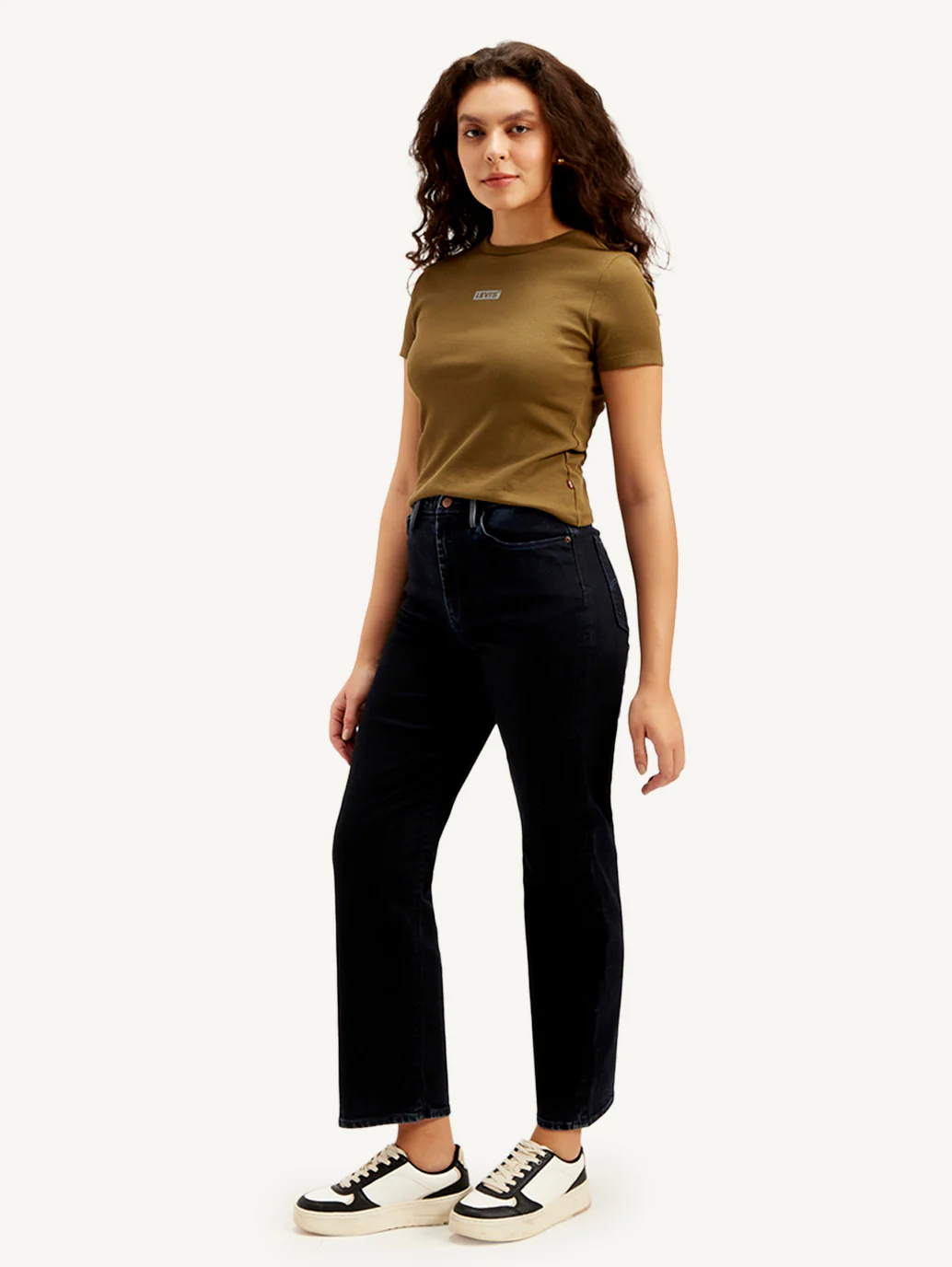 Women's Redloop Dark Indigo Ribcage Straight Fit High Rise Jeans - Image 5
