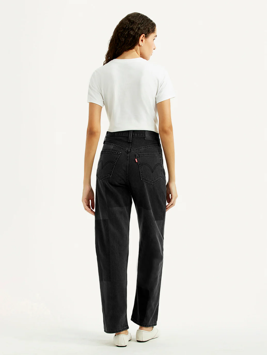 Women's Charcoal Grey Ribcage Straight Fit High Rise Jeans - Image 3