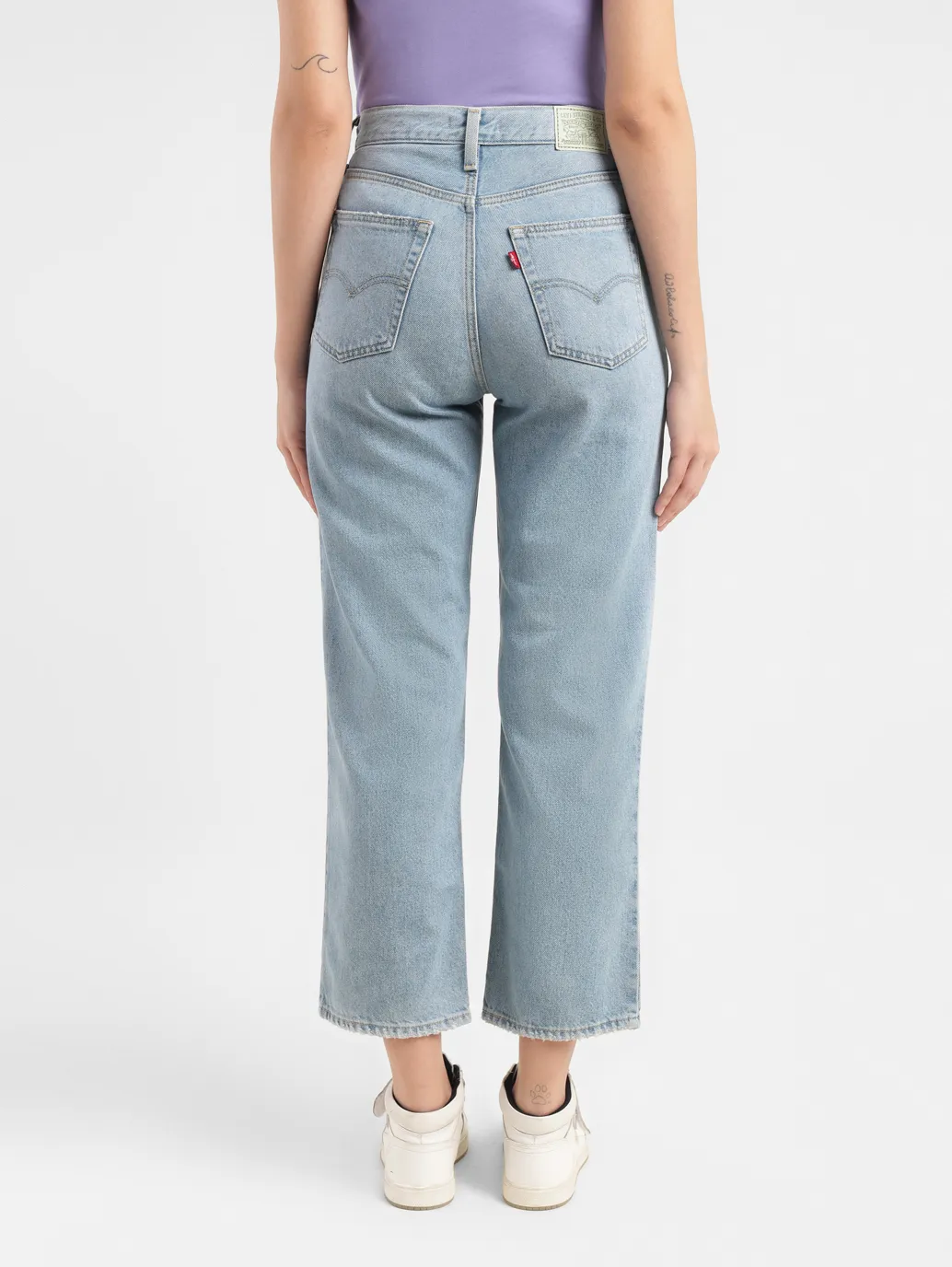 Women's Blue Ribcage Straight Ankle Fit High Rise Jeans - Image 3