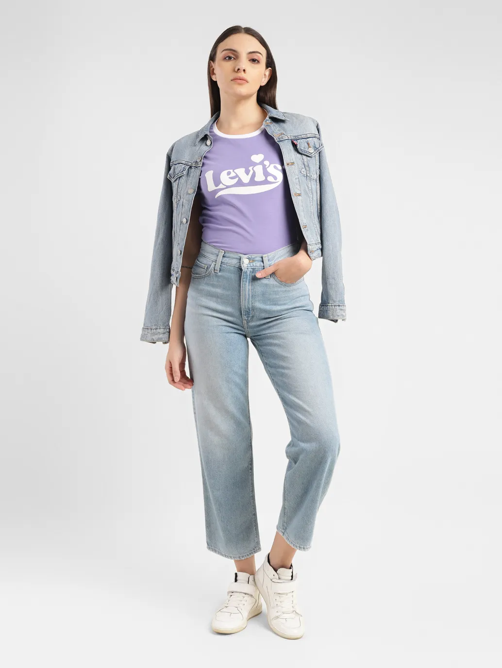 Women's Blue Ribcage Straight Ankle Fit High Rise Jeans - Image 7