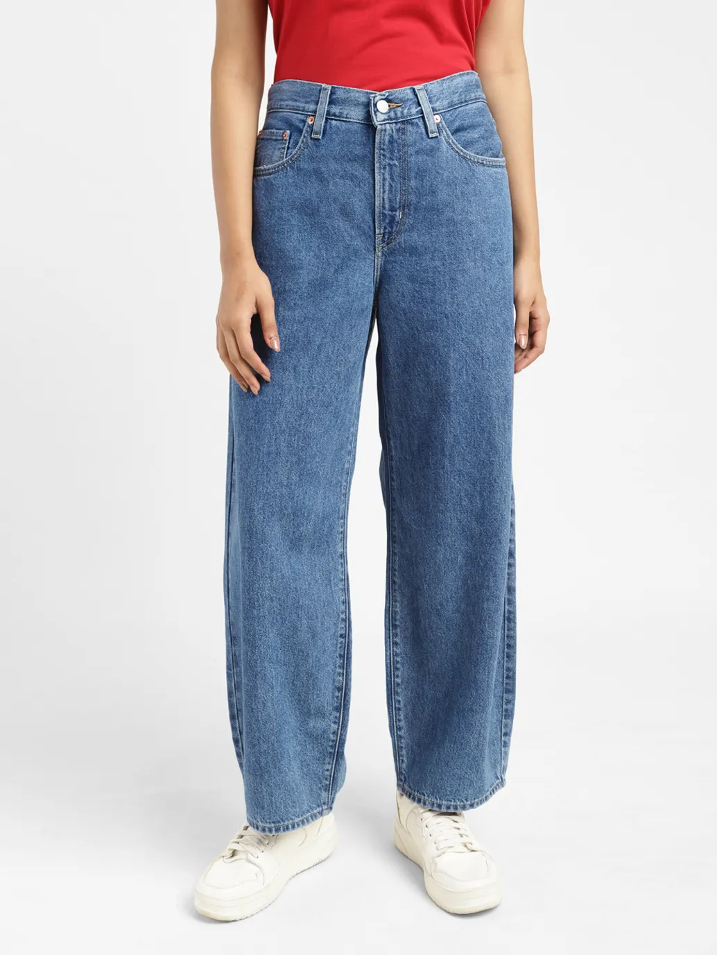Women's Blue Ribcage Straight Ankle Fit High Rise Jeans - Image 2