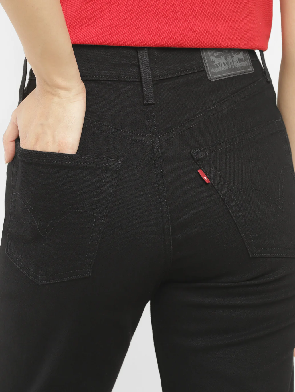 Women's Black Ribcage Straight Ankle Fit High Rise Jeans - Image 5