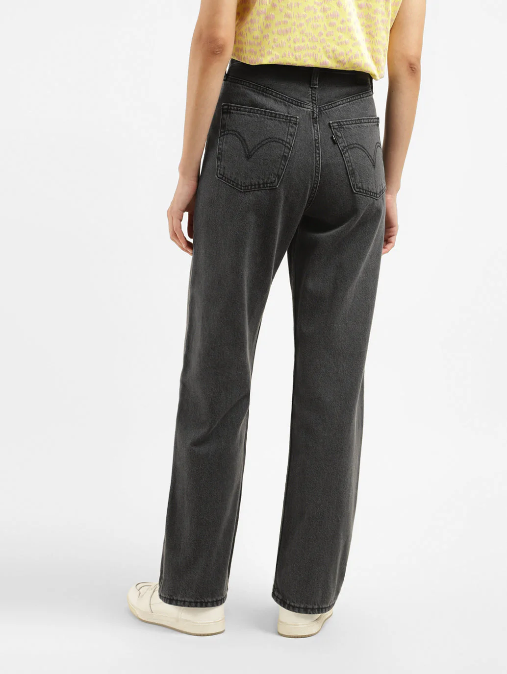 Women's Black Ribcage Straight Fit High Rise Jeans - Image 3