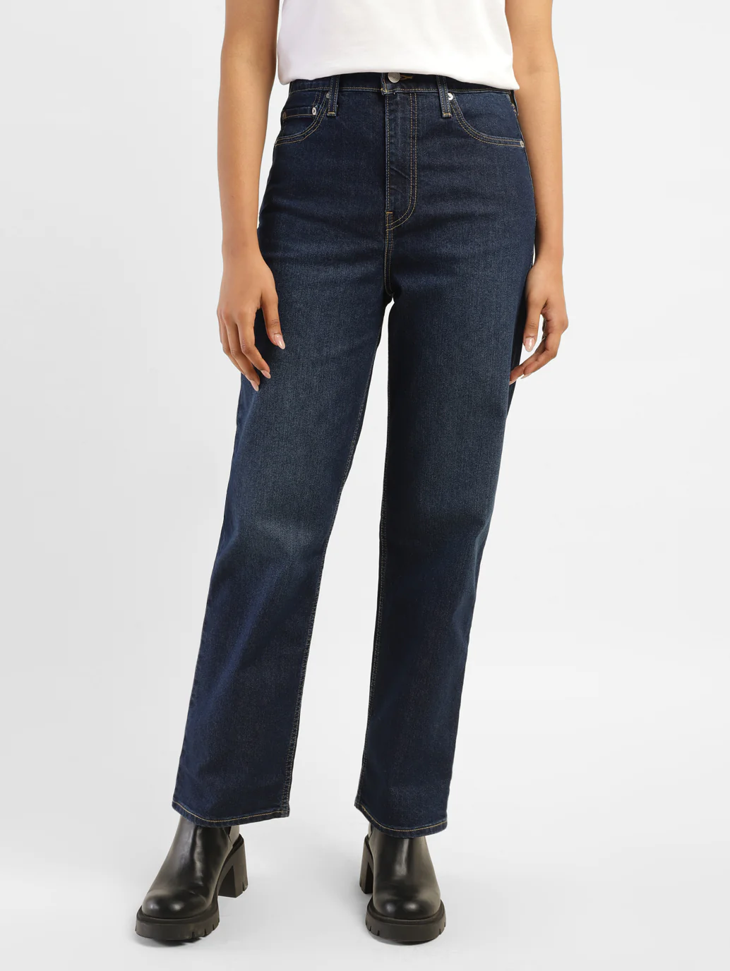 Women's Blue Ribcage Straight Fit High Rise Jeans - Image 2