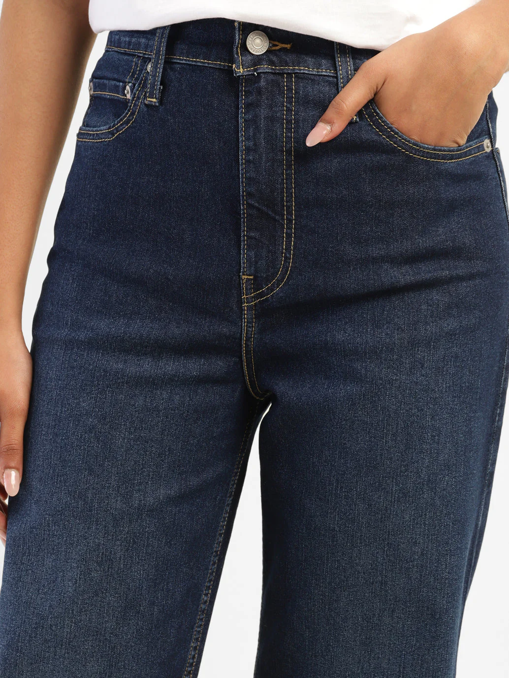Women's Blue Ribcage Straight Fit High Rise Jeans - Image 5