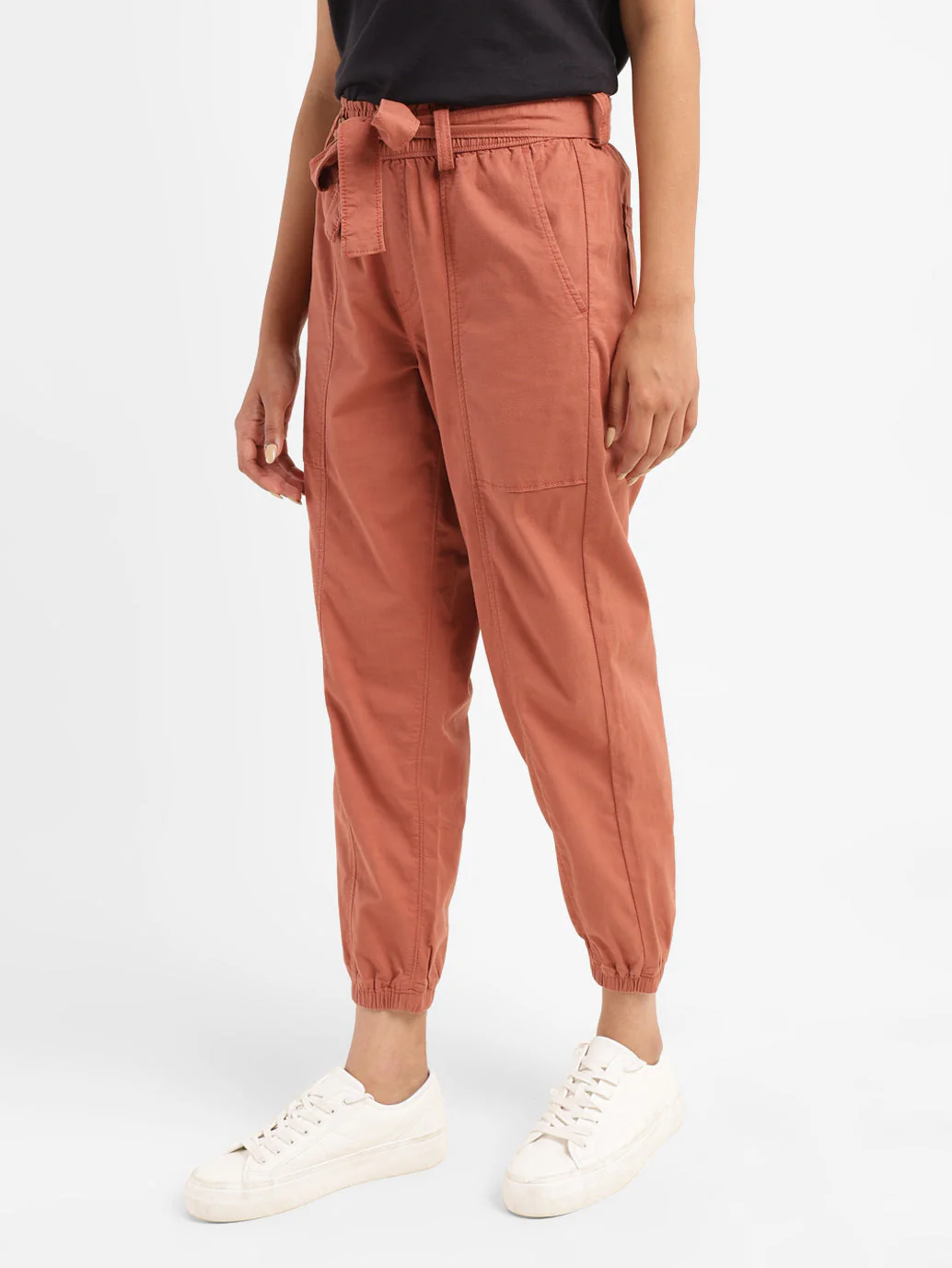 Women's High Rise Rust Regular Fit Joggers - Image 5