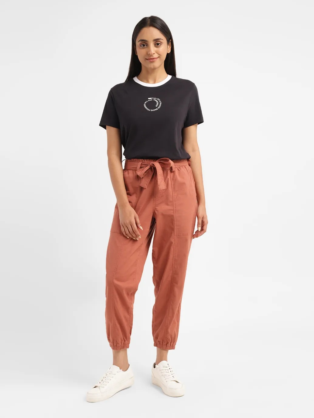 Women's High Rise Rust Regular Fit Joggers - Image 7