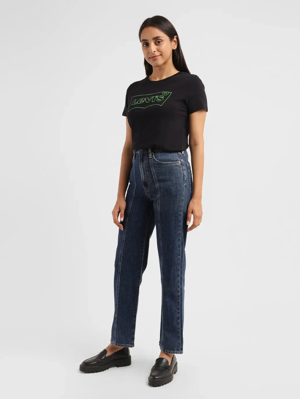 Women's Blue Ribcage Straight Fit High Rise Jeans - Image 2