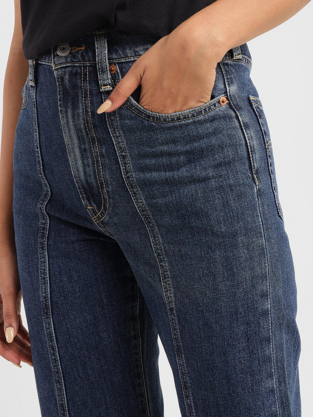 Women's Blue Ribcage Straight Fit High Rise Jeans - Image 5