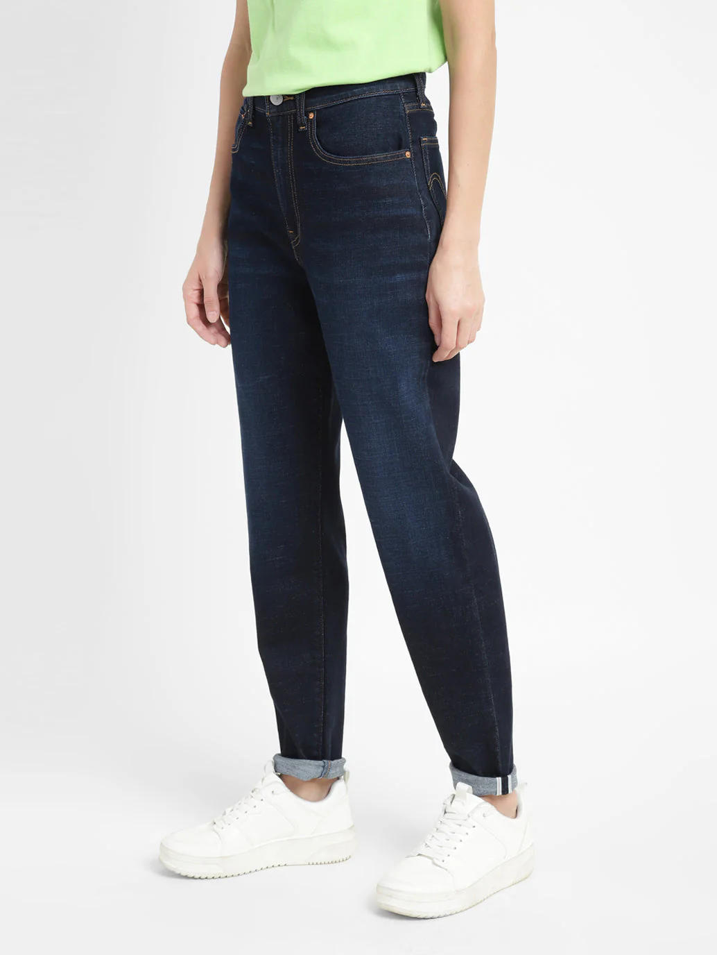 Women's Blue Loose Fit High Rise Jeans - Image 5