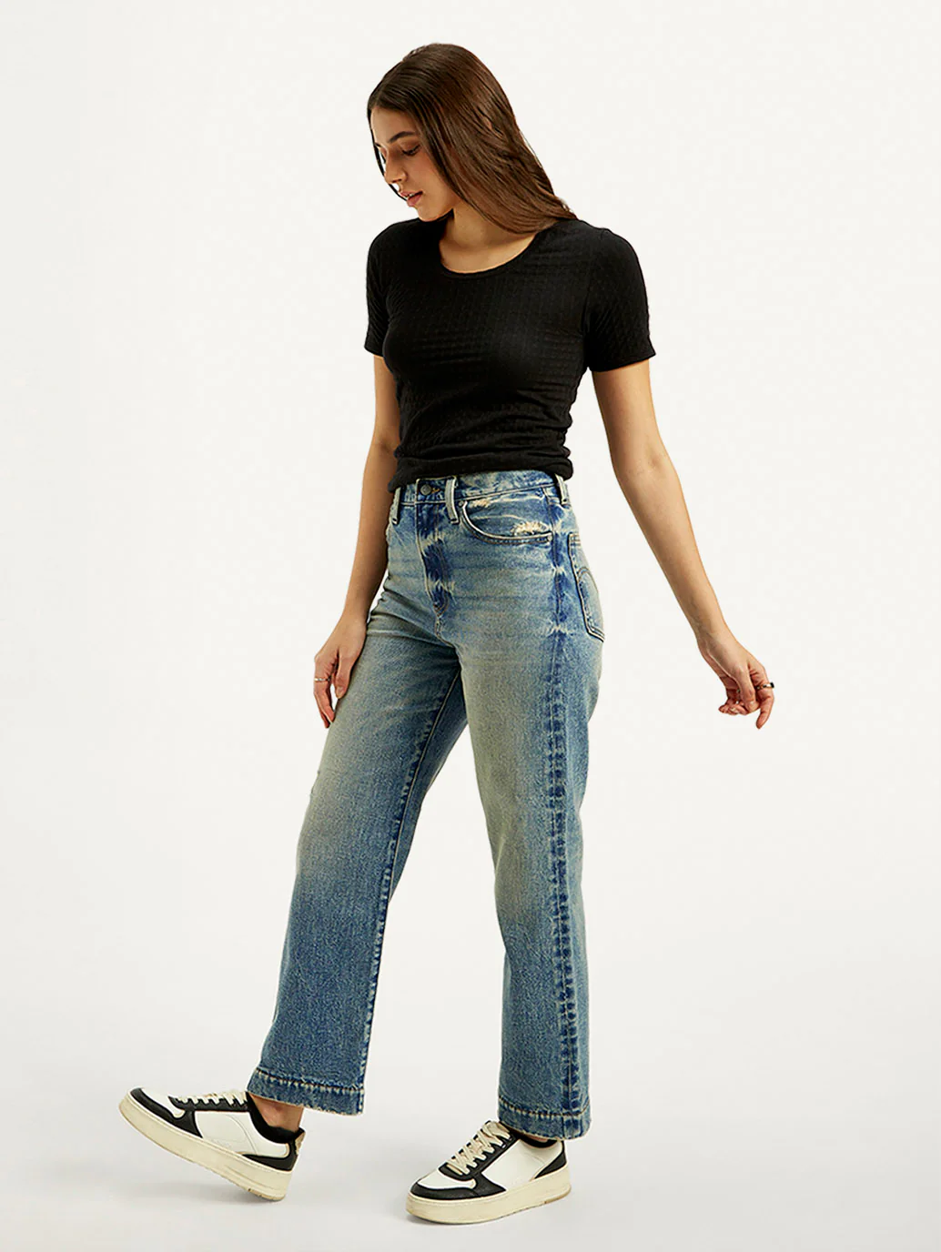 Women's Blue Ribcage Straight Fit High Rise Jeans - Image 6