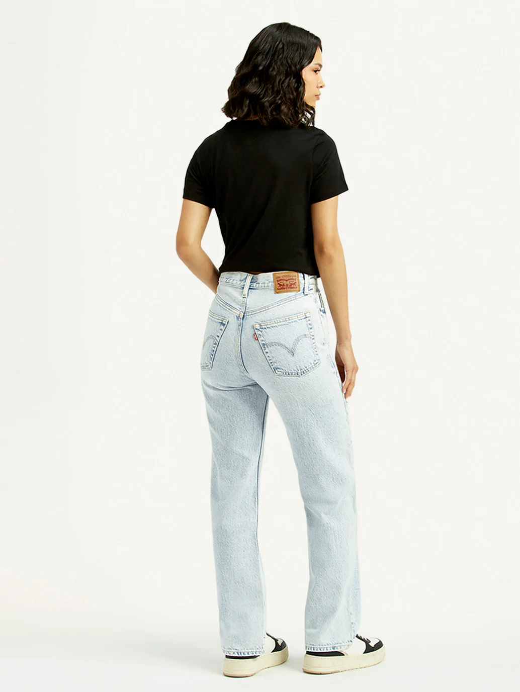 Women's Light Blue Ribcage Straight Fit High Rise Jeans - Image 4