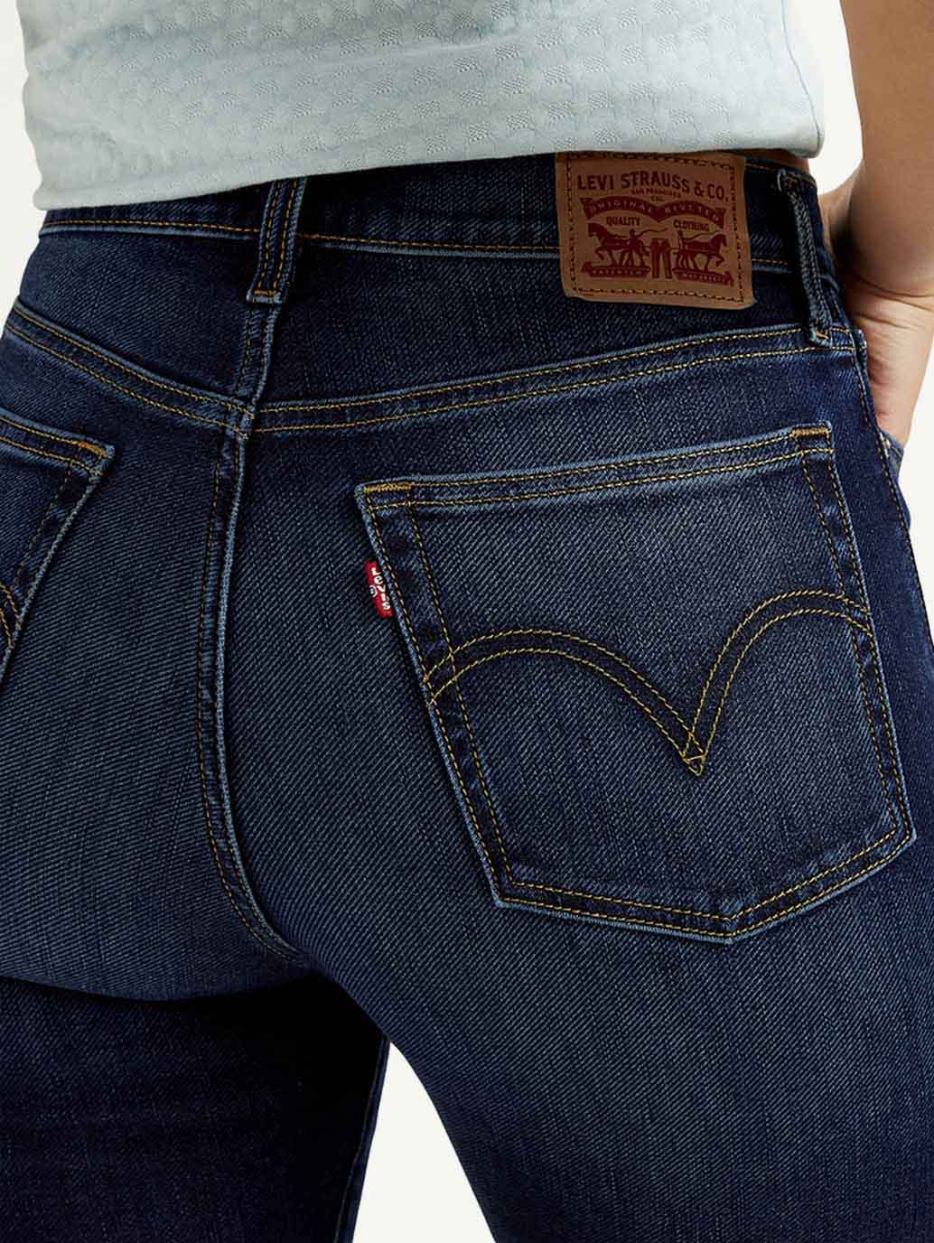 Women's Navy Blue Wedgie Straight Fit Mid Rise Jeans - Image 5