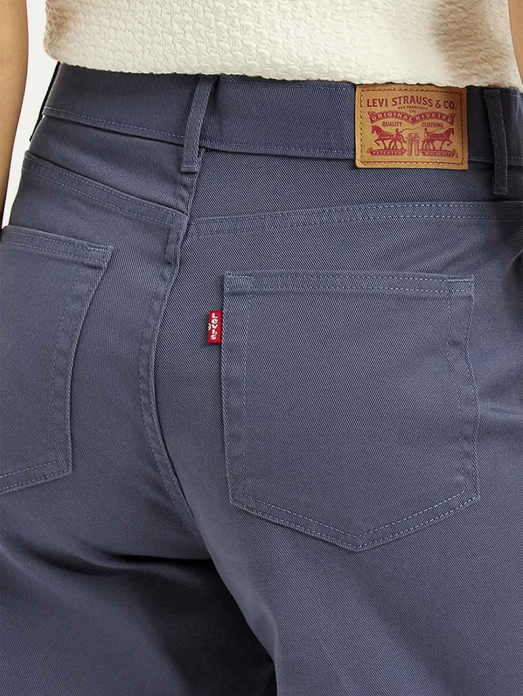 Women's Navy Blue Vintage Chino Wideleg Fit High Rise Jeans - Image 4