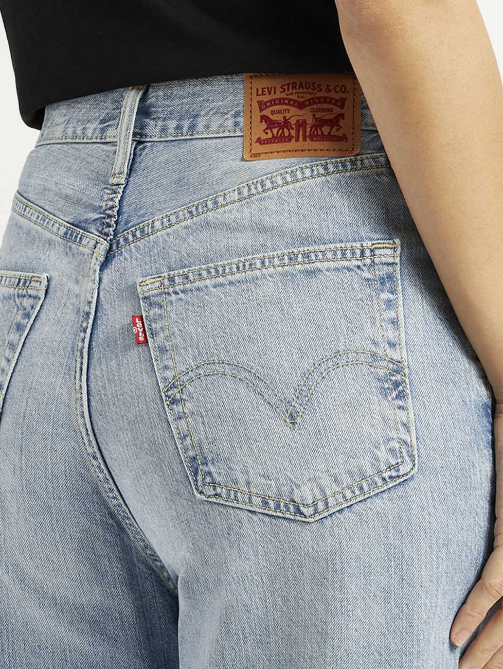 Women's High Rise Wide Leg Fit Light Blue Jeans - Image 5