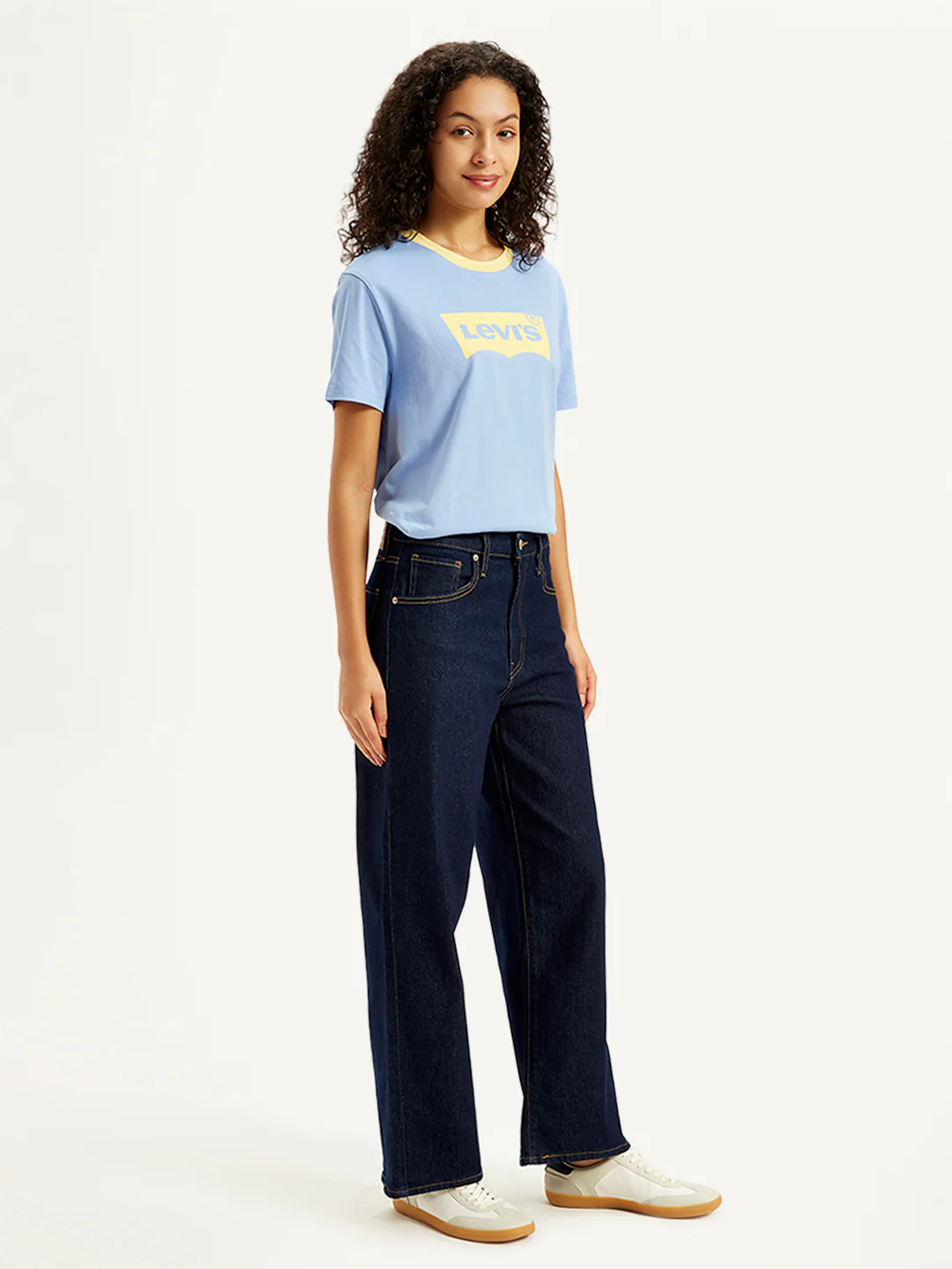 Women's Navy Blue Mile High Wide Leg Fit High Rise Jeans - Image 2