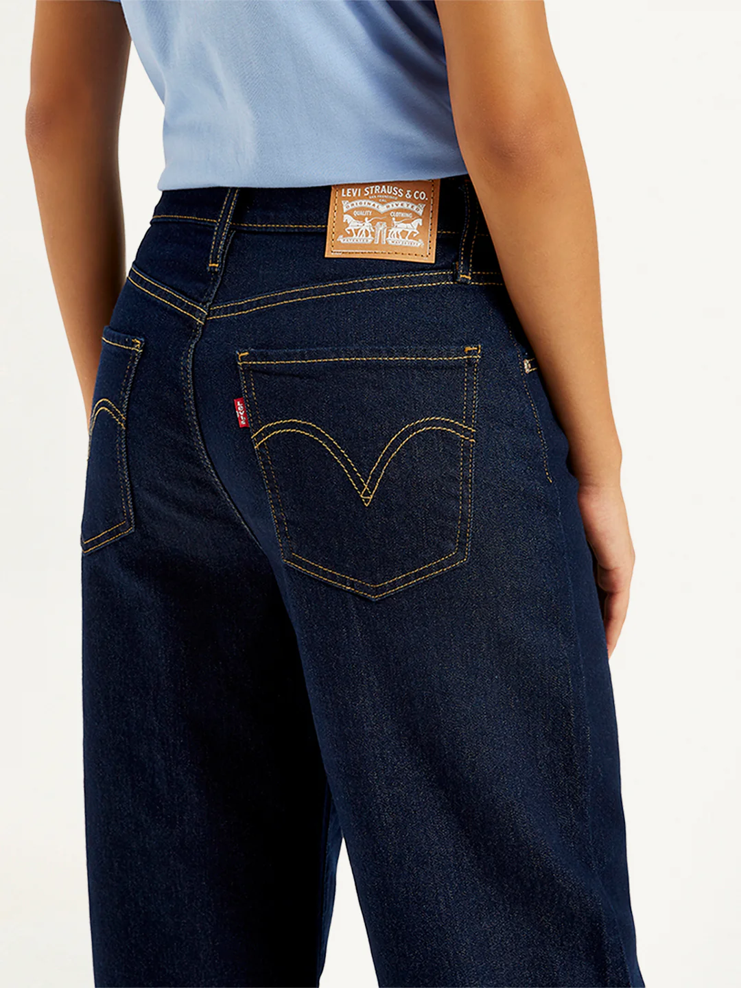 Women's Navy Blue Mile High Wide Leg Fit High Rise Jeans - Image 4