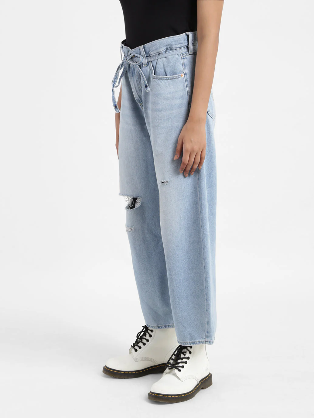 Women's Blue XL Balloon Loose Fit High Rise Jeans - Image 4