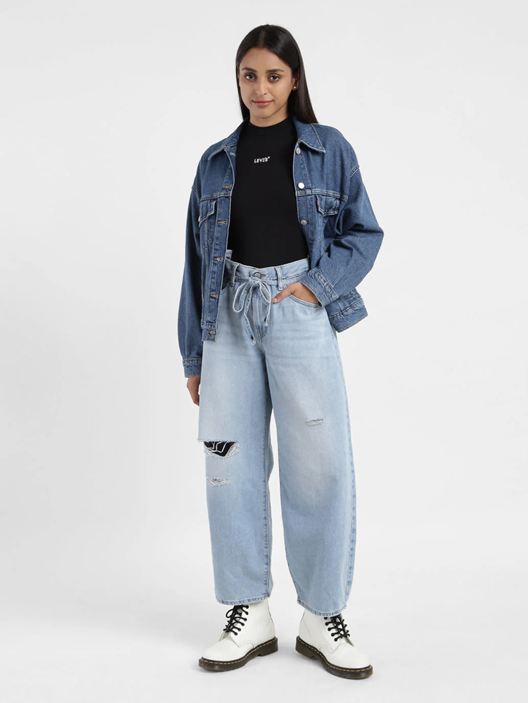 Women's Blue XL Balloon Loose Fit High Rise Jeans - Image 9