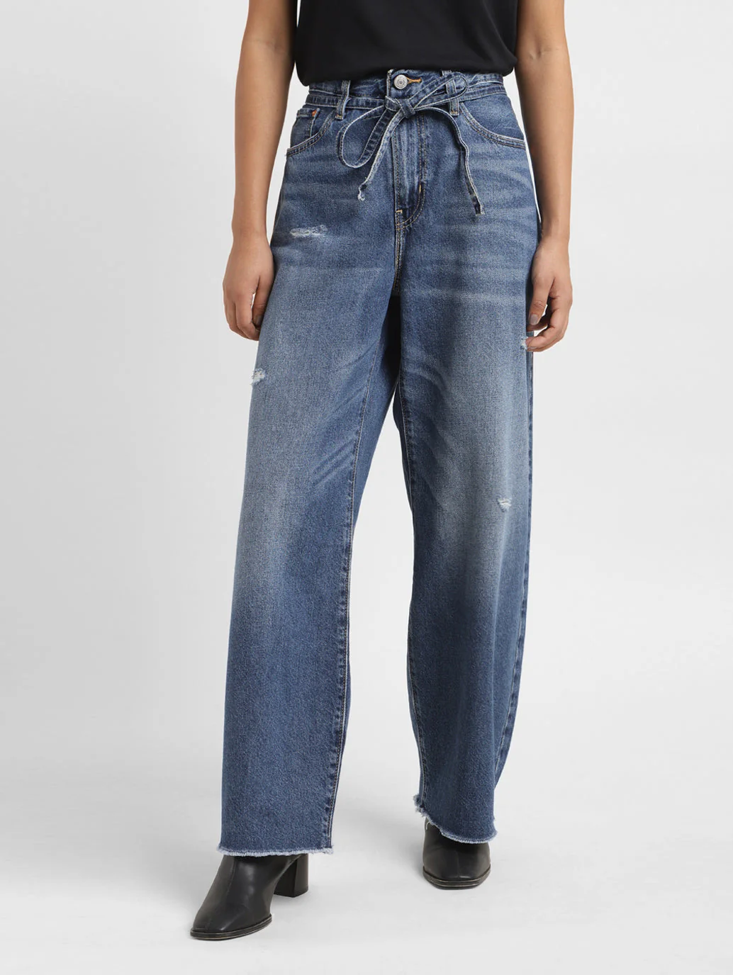 Women's Blue Balloon Loose Fit High Rise Jeans
