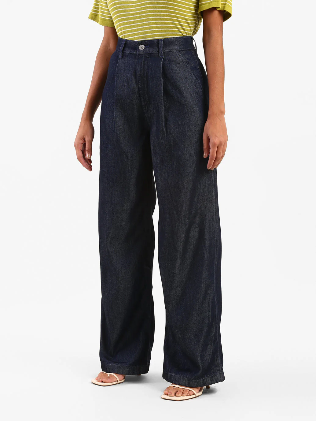 Women's Blue Pleated Loose Straight Fit High Rise Jeans - Image 3