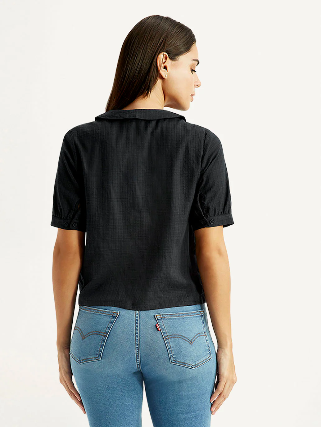 Women's Lace Black Peter Pan Collar Shirt - Image 3