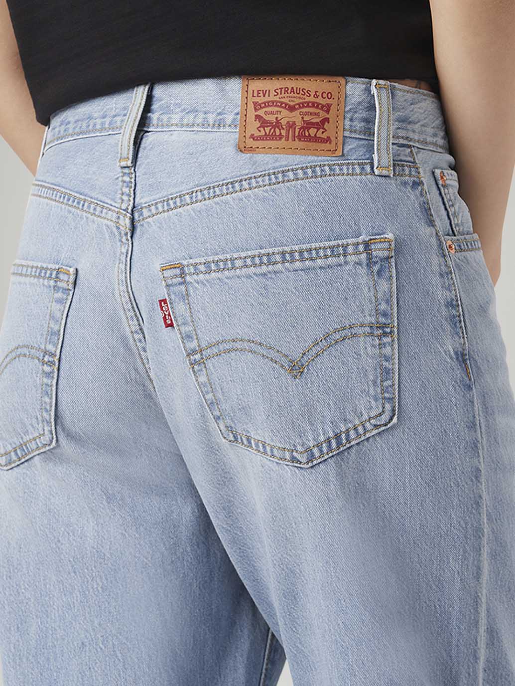 Women's Light Blue Loose Fit Mid Rise Easy Dad Jeans - Image 5