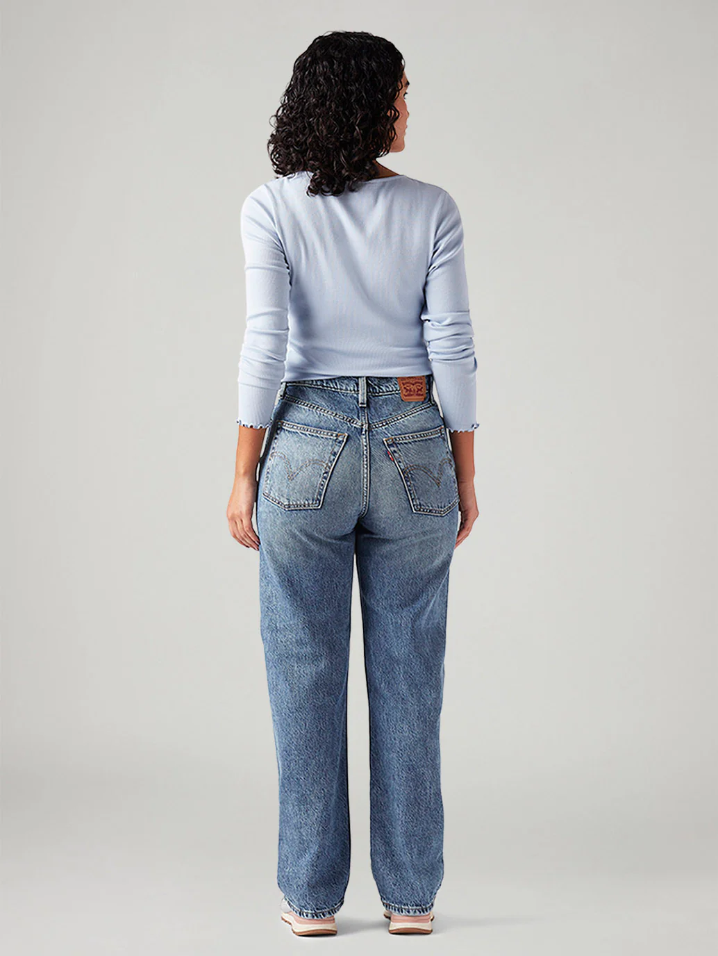 Women's Light Blue Ribcage Straight Fit High Rise Jeans - Image 4