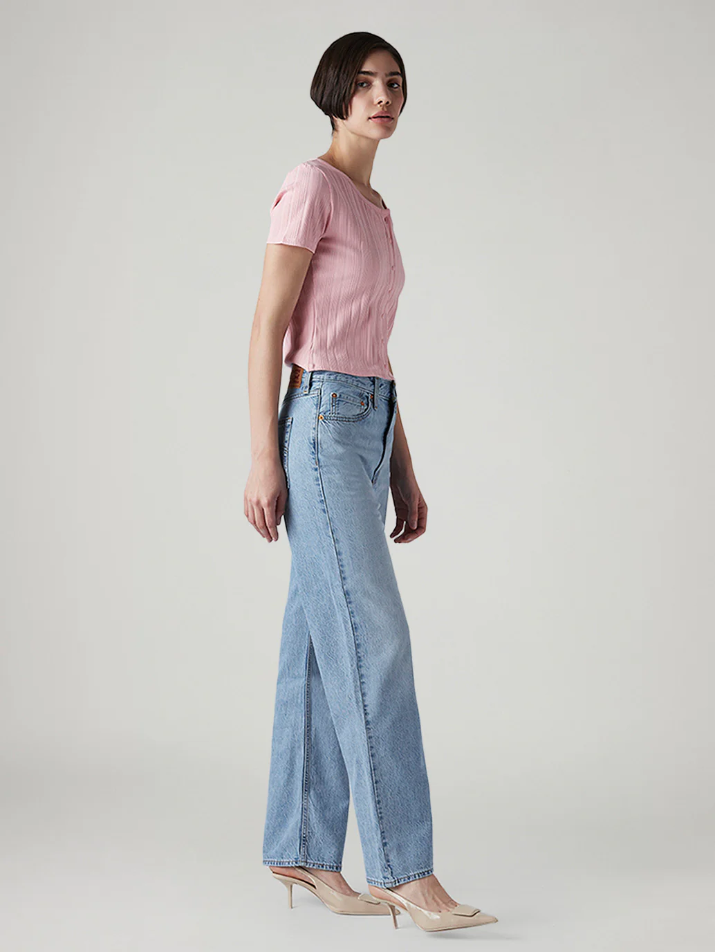 Women's Light Indigo Ribcage Straight Fit High Rise Jeans - Image 6