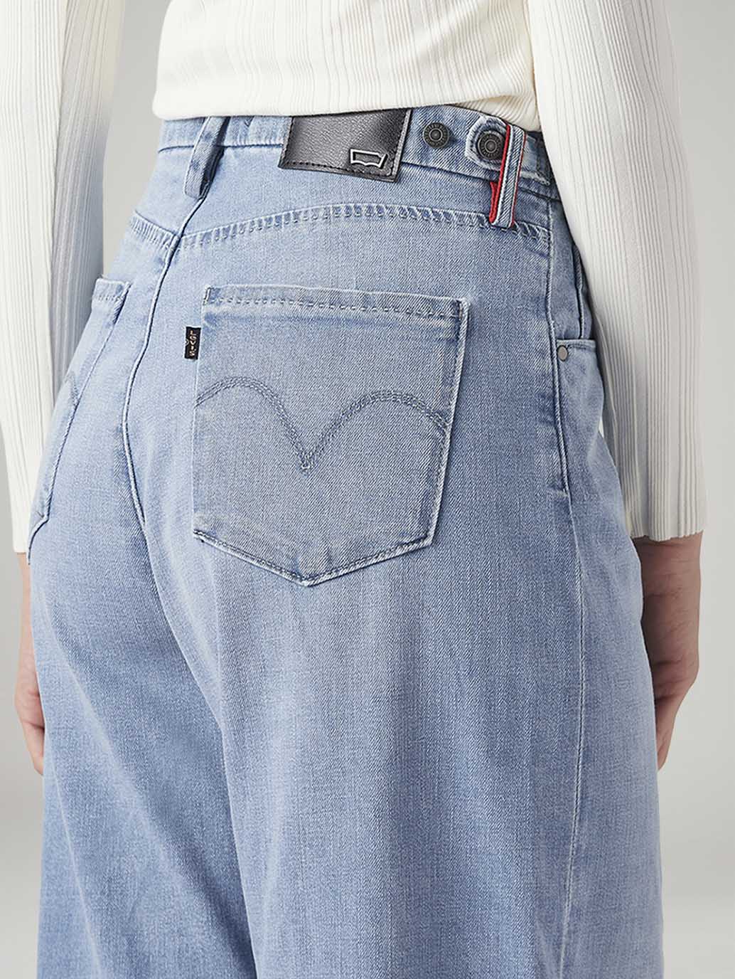Women's Light Blue Ribcage Wide Leg Fit High Rise Redloop Jeans - Image 5