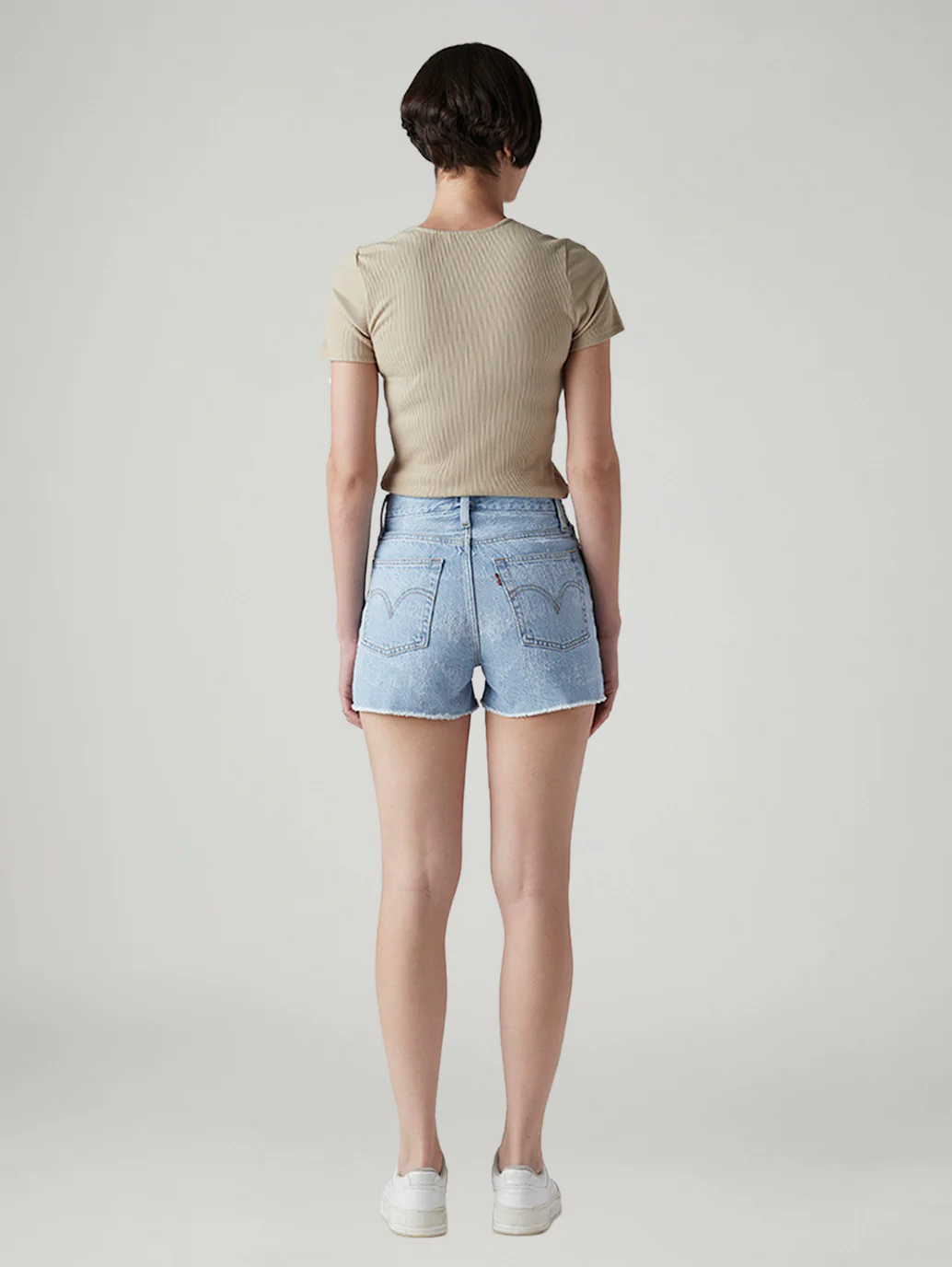 Women's Light Indigo Wedgie Fit Mid Rise Shorts - Image 4