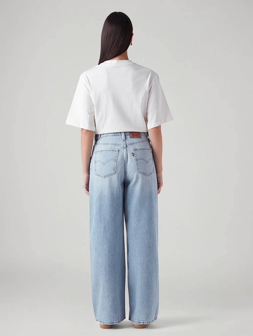 Women's Light Blue Wide Leg Fit High Rise Cinch Jeans - Image 4