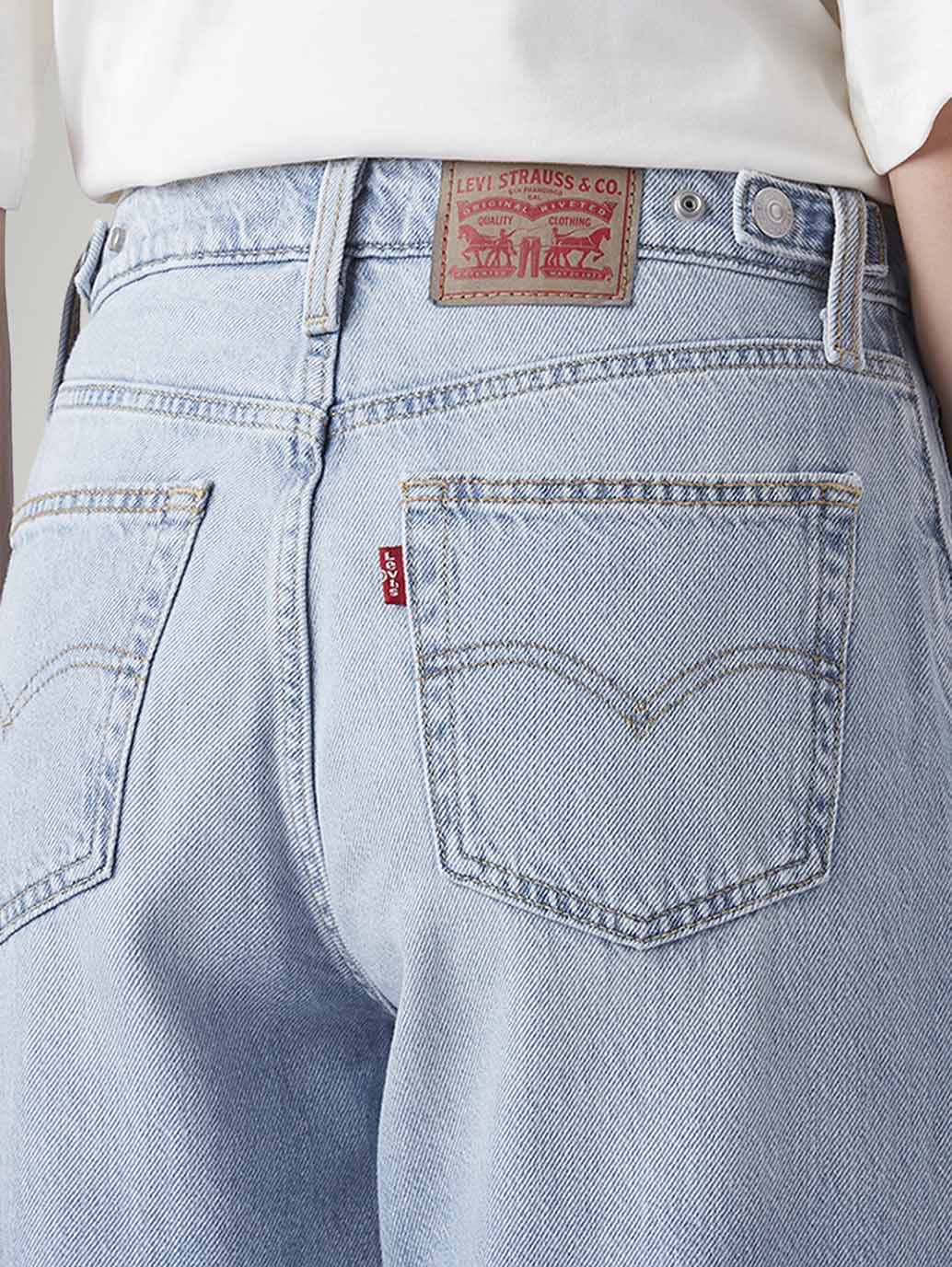 Women's Light Blue Wide Leg Fit High Rise Cinch Jeans - Image 5
