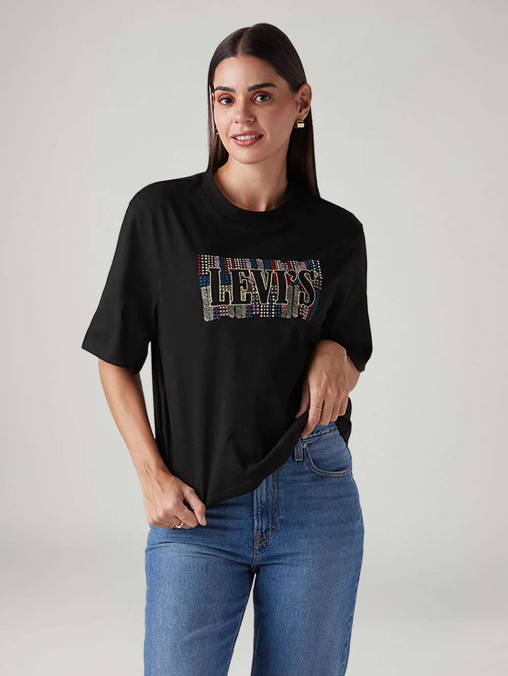 Women's Logo Printed Relaxed Fit Embroidery T-Shirt