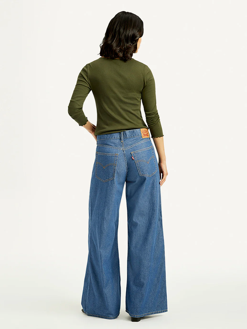 Women's Mid Indigo Baggy Fit High Rise Jeans - Image 3