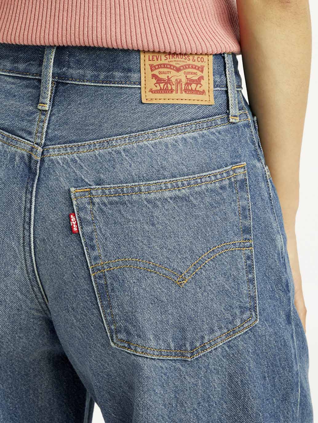Women's Mid Indigo XL Straight Loose Fit Mid Rise Jeans - Image 6
