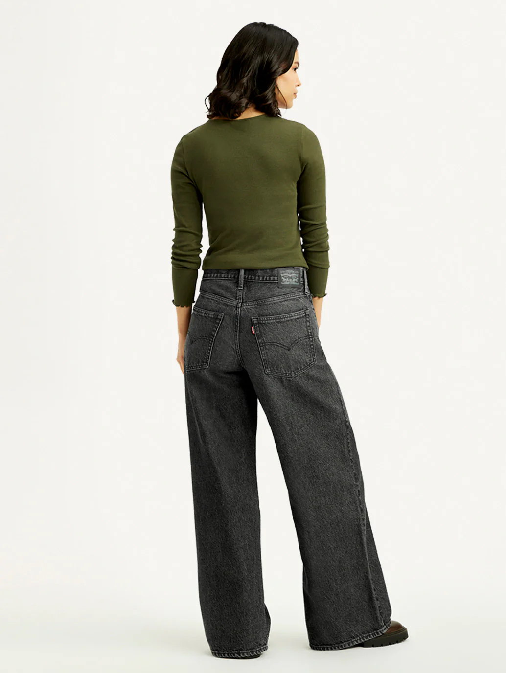 Women's Black XL Straight Loose Fit Mid Rise Jeans - Image 3
