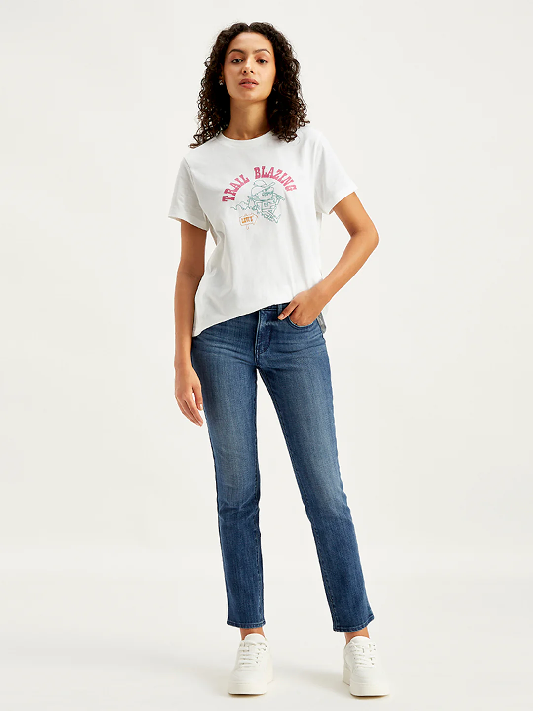 Women's 312 Blue Straight Fit Mid Rise Jeans - Image 5