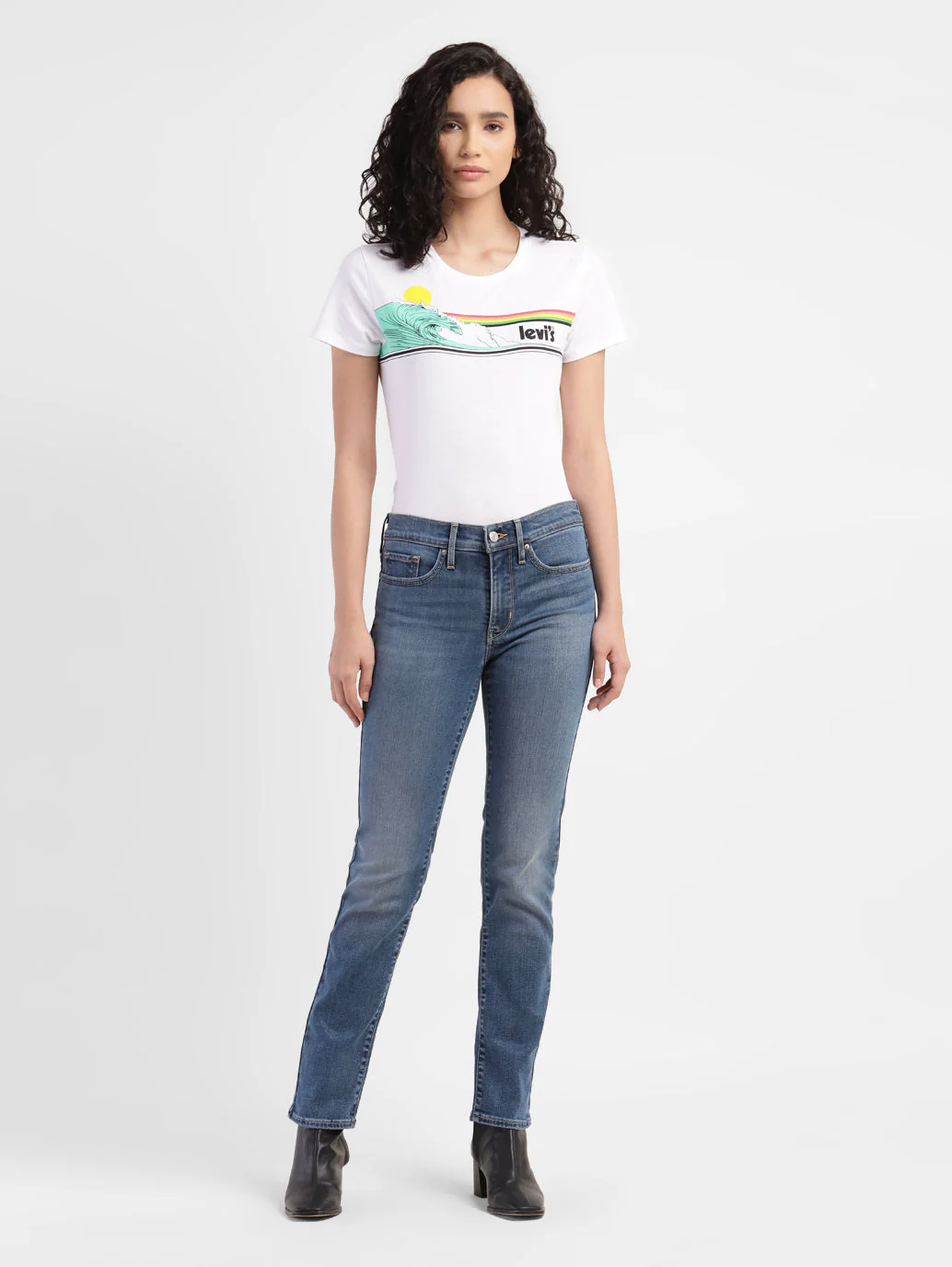 Women's 312 Blue Straight Fit Mid Rise Jeans - Image 5