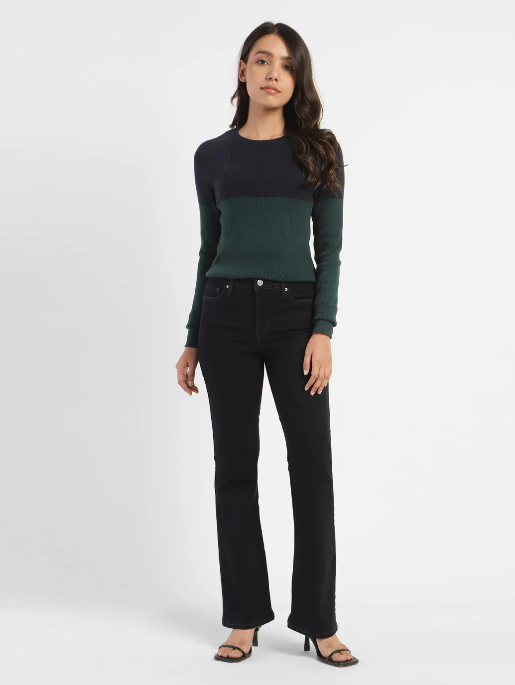 Women's 315 Navy Blue Flared Fit High Rise Jeans - Image 5