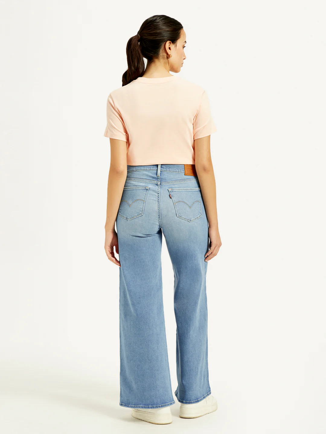 Women's 318 Blue Shaping Wide Leg Fit Mid Rise Jeans - Image 3