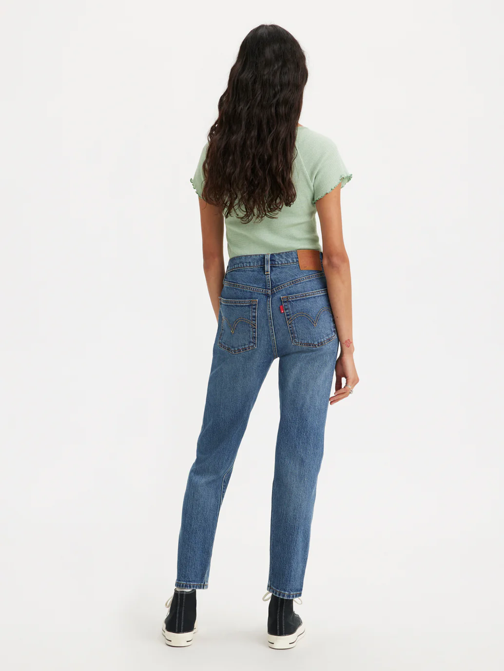Women's 501 Blue Straight Fit Mid Rise Jeans - Image 6