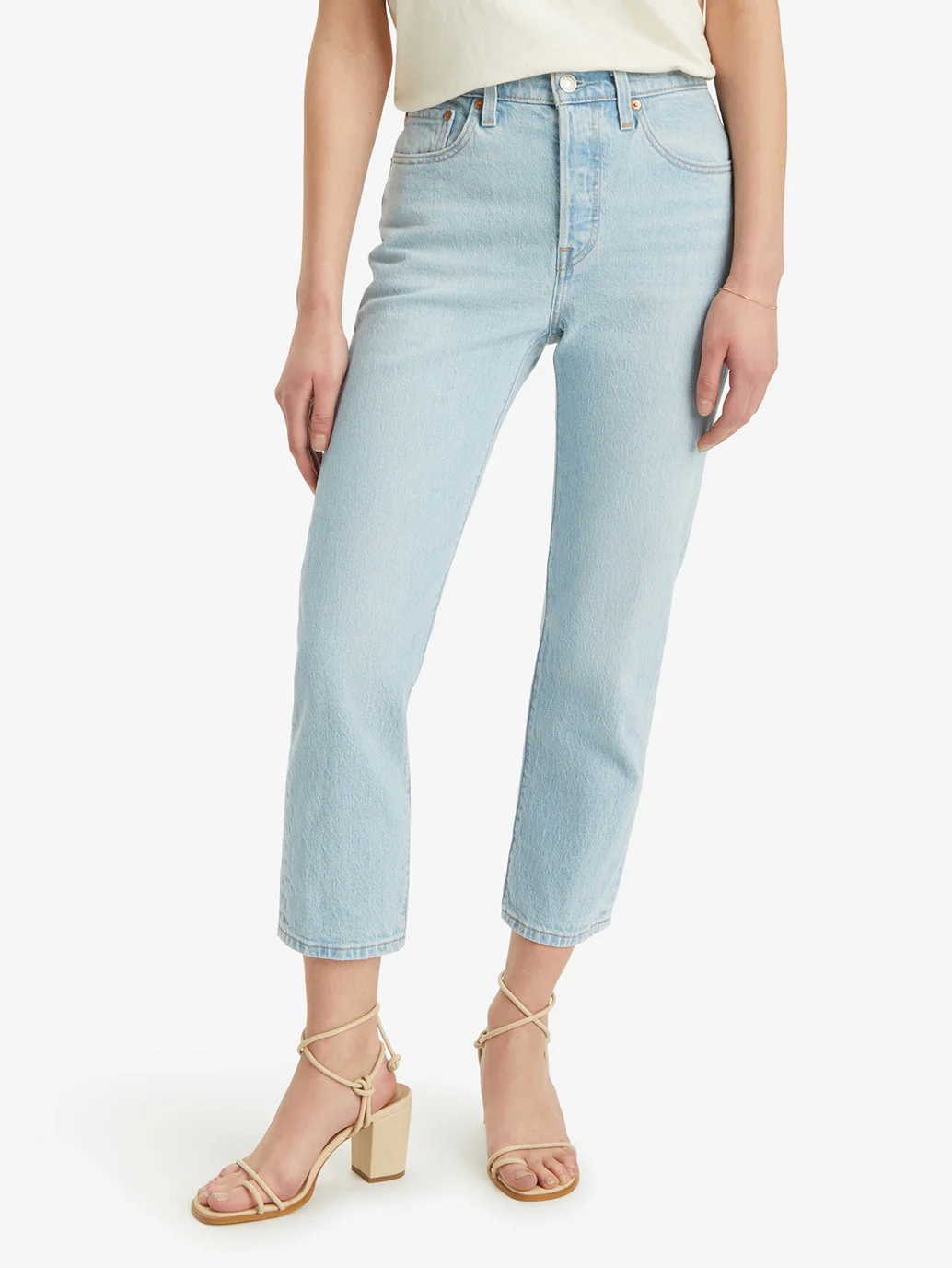 Women's 501 Blue Straight Fit Mid Rise Jeans - Image 3