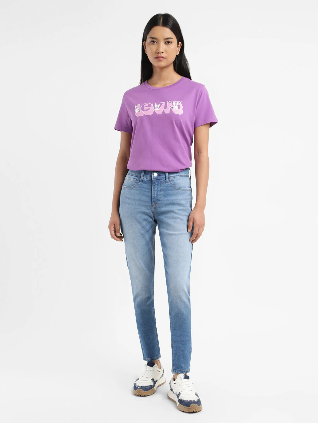 Women's 710 Blue Skinny Fit Mid Rise Jeans - Image 7