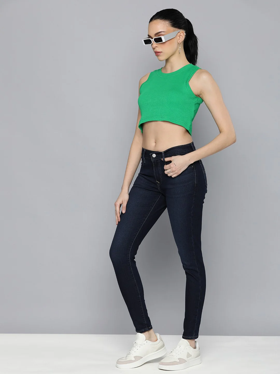 Women's 710 Blue Skinny Fit Mid Rise Jeans - Image 4