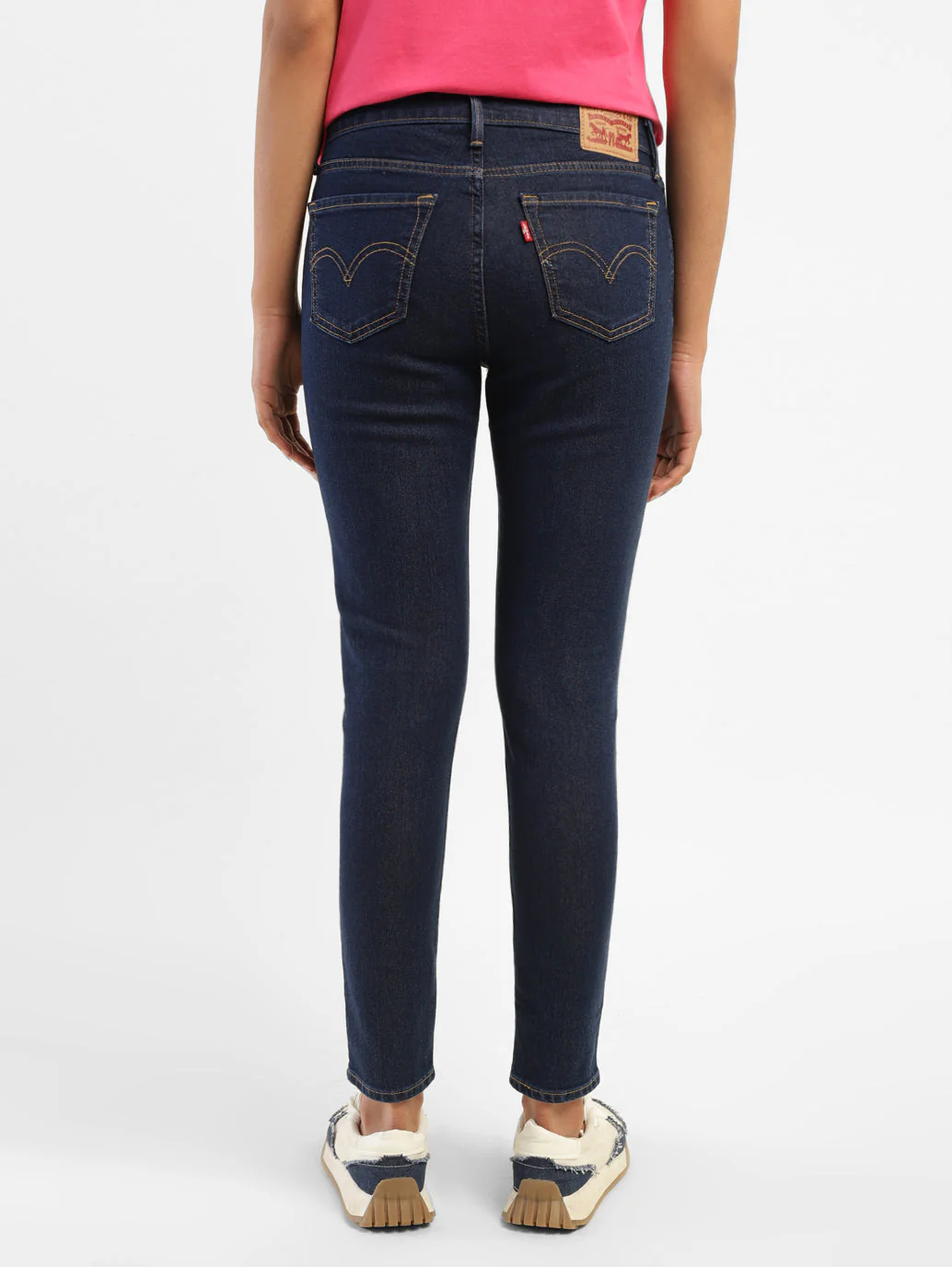 Women's 710 Navy Blue Skinny Fit Mid Rise Jeans - Image 3