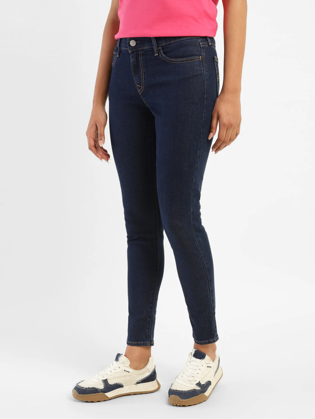Women's 710 Navy Blue Skinny Fit Mid Rise Jeans - Image 4