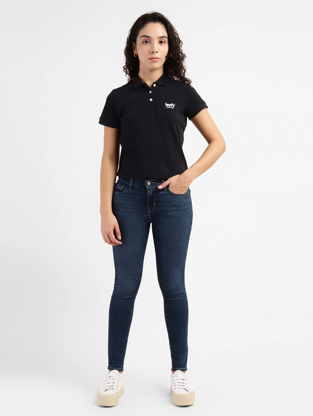 Women's 710 Blue Skinny Fit Mid Rise Jeans - Image 5